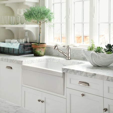 Whitehaus Sgl Hole, Sgl Lever Faucet W/ A Pull-Out Spray Head, Nckl WHKPSL3-2222-NT-PN